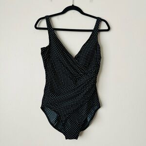 Miraclesuit Black One Piece with White Dots